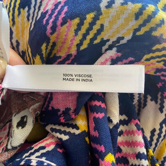 Talbots pink blue yellow white checkered rectangle basset hound dog scarf wrap - Picture 7 of 8